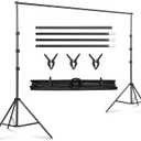 Backdrop Support Stand 6.4x10FT Photo Backdrop Stand Adjustable Photography Studio Background Support System Kit with Carrying Bag and 3 Clamps for Photo Video Shooting, Wedding, Party