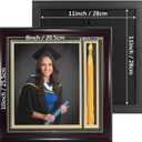 GraduationMall Graduation Photo Shadow Box Frame with Tassel Holder for 8x10 Pictures,Real Glass,Black Over Gold Double Mat,Wall & Tabletop Design