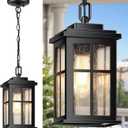 VIANIS Outdoor Pendant Lights for Porch, Matte Black Outdoor Hanging Lights with Adjustable Chain, Modern Waterproof Outside Chandelier for Front Door, Anti-Rust Exterior Ceiling Lanterns for Entryway (10 in - No Sensor)