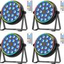 Stage Lights RGBW LED Par Lights with Halo, Mini Uplights with Jump Strobe Fade Chase Pulse Stage Effects, Sound Activated Uplighting Indoor for Events Party Wedding Church4 Pack