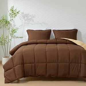 HIG 3pc Chocolate King Size Bedding Comforter Set Duvet Insert Blanket