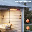 Patio Heater for Outdoor Use 1500W, 8H Timer, Waterproof, Infrared Electric Wall-Mounted Patio Heater, 8 Levels Heating for Garage Backyard Black