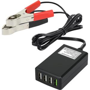 LeMotech DC Converter with Battery Clip 12V 24V to 5V Step Down 4-Port USB Power Adapter Charger Portable for iPhone iPad Android and Tablet Chargers