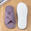 Enteer Women's Corduroy Bow Memory Foam Slippers, Open Toe Cross Band Non-Slip Indoor Outdoor House Slippers