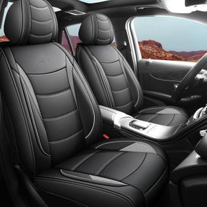 Car Seat Covers Full Set (5 Seats) Nappa Leather Airbag Compatible Waterproof for Sedans SUVs Trucks Heavy Duty Protection for Dogs and Work Black