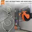 Giraffe Tools TA15BPLUS Retractable Air Hose Reel with Swivel Bracket 3/8" x 50 ft Hybrid Hose, Ceiling/Wall Mounted Heavy Duty Industrial Air Compressor Hose Reel, 300PSI, 50ft