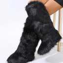 Valpeak Womens Faux Fur Boot Winter Fluffy Long Furry Boots for Girls Outdoor Fuzzy Knee-High Boots