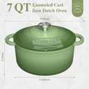 Umite Chef Enameled Cast Iron Dutch Oven-7QT Pot with Lid Cookbook & Cotton, Heavy-Duty Cookware for for Bread Baking, Braising, Stews, Marinate, Cook(Sage Green)