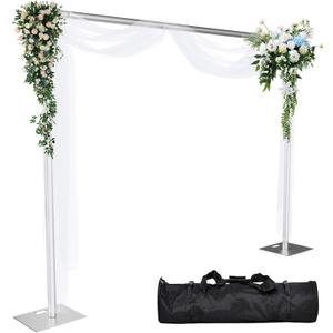 Pipe and Drape Backdrop Stand 10ftx10ft Adjustable Background Support System Heavy Duty Background Stand for Wedding Banquet Decorations Silvery, 10x10 Ft