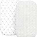 2 Pack Organic Bedside Bassinet Sheets Compatible with Mika Micky, Baby Delight, Dream On Me, AMKE and Other Bassinet Mattress Pads Size Between 17-21 in Width, 29-33 in Length, and 1.5-4 in Thick