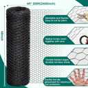 GlikCeil 48 in X 200 ft Chicken Wire Fencing Mesh, Metal Floral Chicken Wire for Floral Arrangements, 0.6 Inch Hexagonal Galvanized Poultry Netting for Garden, Coop Barrier, Duck Rabbit Cage(Black)