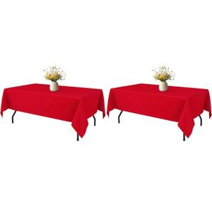 Red Rectangle Table Cloth - 2 Pack, 60" × 84" Washable Fabric Tablecloth for 5FT Tables, Wrinkle-Resistant & Heat-Proof Table Cover for Weddings, Dinners & Parties
