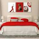 3Pcs Trendy Cheetah Wall Art Leopard Canvas Prints Framed Pictures Funky Lucky 8 Ball Red Posters Decor Paintings Aesthetic Y2k for Girly Bedroom Apartment Dorm Bathroom Living Room, 12"x16"