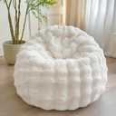 LIFEREVO Fluffy Faux Rabbit Fur Bean Bag Cover (No Filler), Big Luxury Fuzzy Stuffed Animal Storage Bubble Large Bean Bag Chair Home Decor, Comfy Shaggy Furry Beanbag Cover Kids Girls Adults, Beige (Large(38"x38"x40"))