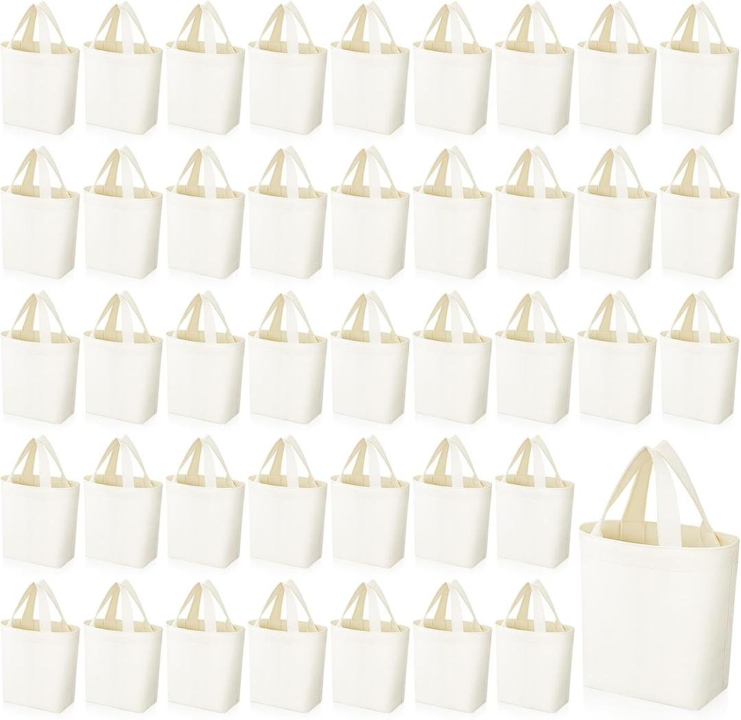 Amylove 24 Pcs Mini Tote Bag Sublimation Blank Canvas Tote Bags Reusable Grocery Luggage DIY Sack Goody for Party Even (6.5 x 6 Inch,Natural Color)