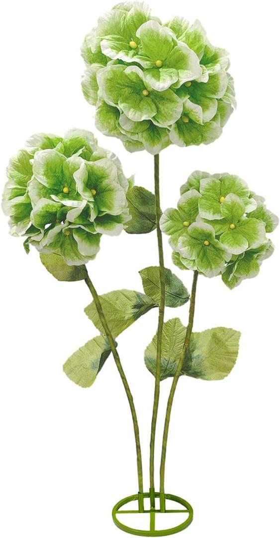 Giant Artificial Hydrangea Flowers for Outdoors, 5.9 Ft Large Faux Flowers for Decoration with Stand, Big Fake Plants for Garden Wedding Birthday Indoor Home Decor, Light Green
