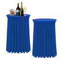 BDDC Cocktail Table Covers - 2 Pack 32"x 43" Royal Blue Cocktail Table Tablecloth with Natural Wavy Round Table Skirt Fitted High Top Table for Bar Wedding Party Banquet