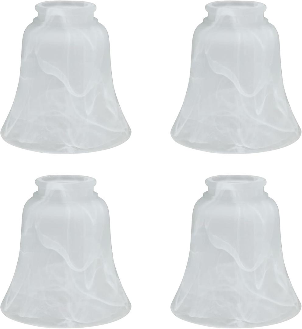Aspen Creative 23030-4 Transitional Alabaster Bell Shape Ceiling Fan Glass Shade 2-1/8" Fitter, 4-3/4" D x 4-3/4" H, 4 Pack
