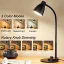 BOHON LED Desk Lamp with USB Charging Port 3 Color Modes Dimmable Reading Light Intelligent Induction Auto Dimming Task Lamp Neck Flexible Table Lamp for Bedside Office, AC Adapter Include