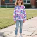 Ahegao Girl Hoodies Girl White Unicorn Sweatshirts Lightweight 7-8 Years Girl's Pink Flowers Pullover Sports Long Sleeve Hooded Sweaters