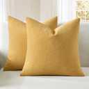 MIULEE Gold Couch Pillow Covers 18x18 Inch, Set of 2 Soft Chenille Decorative Square Throw Pillow Covers Farmhouse for Sofa Living Room Bed