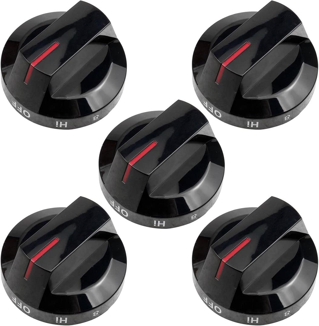 Upgraded DG94-04167M Gas Stove Knobs Fit for Samsung Stoves/Ovens NX60A6111SG/AA NX60A6311SG/AA NX60A6511SG/AA NX60A6711SG/AA Black (5-Pack)