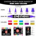 Liquid Chalk Markers (10 Pack) with Gold & Silver - Fine Tip Dry Erase Marker Pens for Blackboard, Windows, Chalkboard Signs, Bistro - 3mm Reversible Tip