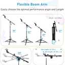 GUITTO Microphone Floor Stand with Phone/Tablet Holder, Adjustable Boom Mic Stand with Heavy-Duty Base, Dual Device Mount for Streaming, Podcasting, Recording, and Live Performances GMS-04