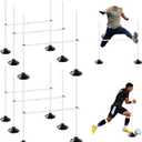 TNZMART 4.9 FT and 3.3 FT White Agility Poles Adjustable Hurdles for Soccer Football Speed Training Equipment Track and Field
