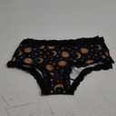WDIRARA Women's 3 Pack Set Gothic Graphic Print Panties Lace Trim Mid Rise Underwear Briefs (X-Large, Black)