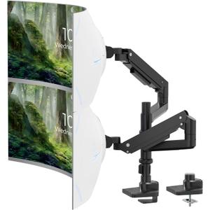 PUTORSEN 17-49 inch Premium Aluminum Heavy Duty Dual Monitor Arm for Ultrawide Screens up to 44lbs, Vertical Stacked Dual Monitor Desk Mount, Full Motion Dual Vertical Monitor Mount, VESA 75/100,Black