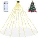 Christmas Tree Lights with Remote 400 LED 10 Lines Christmas Lights for Tree with 8 Lighting Modes, Timer and Memory, Indoor Outdoor String Lights for 6 ft-10 ft Xmas Tree Decorations(WarmWhite)