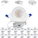 Adetu Recessed Lighting 6 inch, 360+90 Adjustable Directional 6 inch Gimbal Led Recessed Light, 2700K-5000K 5CCT Dimmable Retrofit Eyeball Can Recessed Lights with Jbox, ET (White-12 Pack)