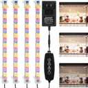Mosthink Grow Lights Full Spectrum, LED Grow Lights Strips for Indoor Plants, Plant Lights with Auto On Off Timer 3 6 12H,5500K Dimmable Plant Growing Lamp with 204 White Red Blue LEDs, 4 Packs in 1