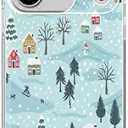 Winter Village House Phone Case Compatible with iPhone 17 Pro Max, Cute Christmas Trees Snowman Cover, Cool TPU Phone Case Cover