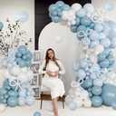 Blue and White Balloon Garland Arch Kit, 146Pcs Dusty Macaron Blue White Long Balloons Different Size for Coquette Birthday Gender Reveal Baby Shower Boy Wedding Bridal Shower Sports Party Decorations