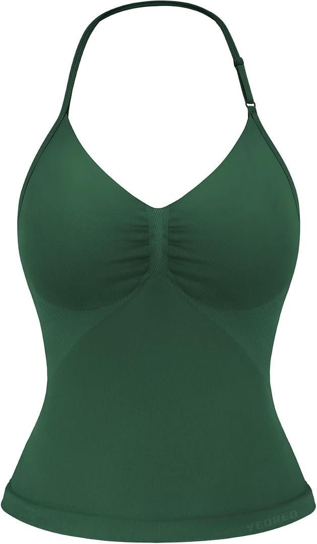 YEOREO SoftHue Impact Longline Strappy Top Women's Halter Workout Tank Tops Backless Gym Longline with Adjustable Strap (Gray, S)