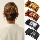 4 PCS Flat Hair Clips for Women, Lay Down Claw Clip Strong Hold Square Hair Accessories for Thick & Thin Hair, French Non-slip Hair Clips, Leopard Color 2