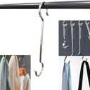 3PCS Stainless Steel S Hooks, 11.8 inches, Silver, No Punch Hooks for Hanging Kitchen Utensils, Plants, Wind Chimes