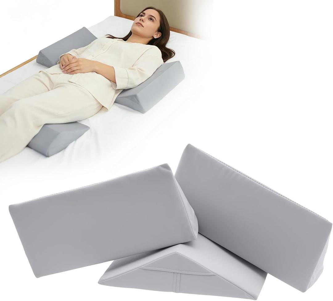 Positioning Wedge Pillow for Side Sleeping , Wedge Pillow Set for After Surgery,Preventing Bedsores, After Surgery, Knees Elevated, Pregnancy (Grey)