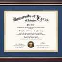 GraduationMall 8.5x11 Diploma Frame with Navy over Gold Mat or Display 11x14 Certificate without Mat,Solid Wood & UV Protection Acrylic,Cherry Finish with Gold Trim