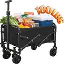 Collapsible Wagon Cart, 360 Swivel Wheels, Lightweight Compact Design, Portable Folding Cart for Grocery Shopping, Supermarket Trips & Home Storage, for Seniors (Black)