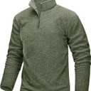 TACVASEN Mens Quarter Zip Sweatshirt Long Sleeve Pullover 1/4 Zip Up Golf Shirt for Men Winter Fleece Lined Thermal Sweater (Green)
