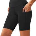 Aoliks Biker Shorts Women with Pockets - 8" High Waisted Tummy Control Running Workout Spandex Gym Volleyball Yoga Shorts (Small, 1 Black)