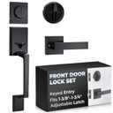 Front Door Lock Set with Deadbolt Zinc Alloy Body with Multi Layer Plating | Matte Black Front Door Handle and Deadbolt Set with Smooth, Quiet Turn Rust-Resistant, Reversible for Left and Right