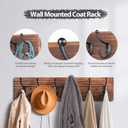 Wooden Coat Rack Wall Mounted, Vintage Coat Hooks Heavy Duty 6 Dual Coat Hangers for Wall,Brown
