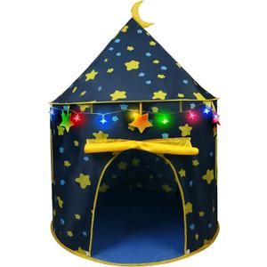 LotFancy Play Tent for Boys, with Star Lights and Storage Carrying Bag, Pop Up Play Tent House for Kids Toddlers, Indoor and Outdoor Use, Foldable, Portable, Blue