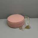 IBUYKE Teddy Velvet Round Footrest Stool Ottoman, Makeup Vanity Stool Side Table, Velvet Dressing Table Seat, Pouf Couch Stool, for Living Room Bedroom, Pink WBD009P (Without Storage)