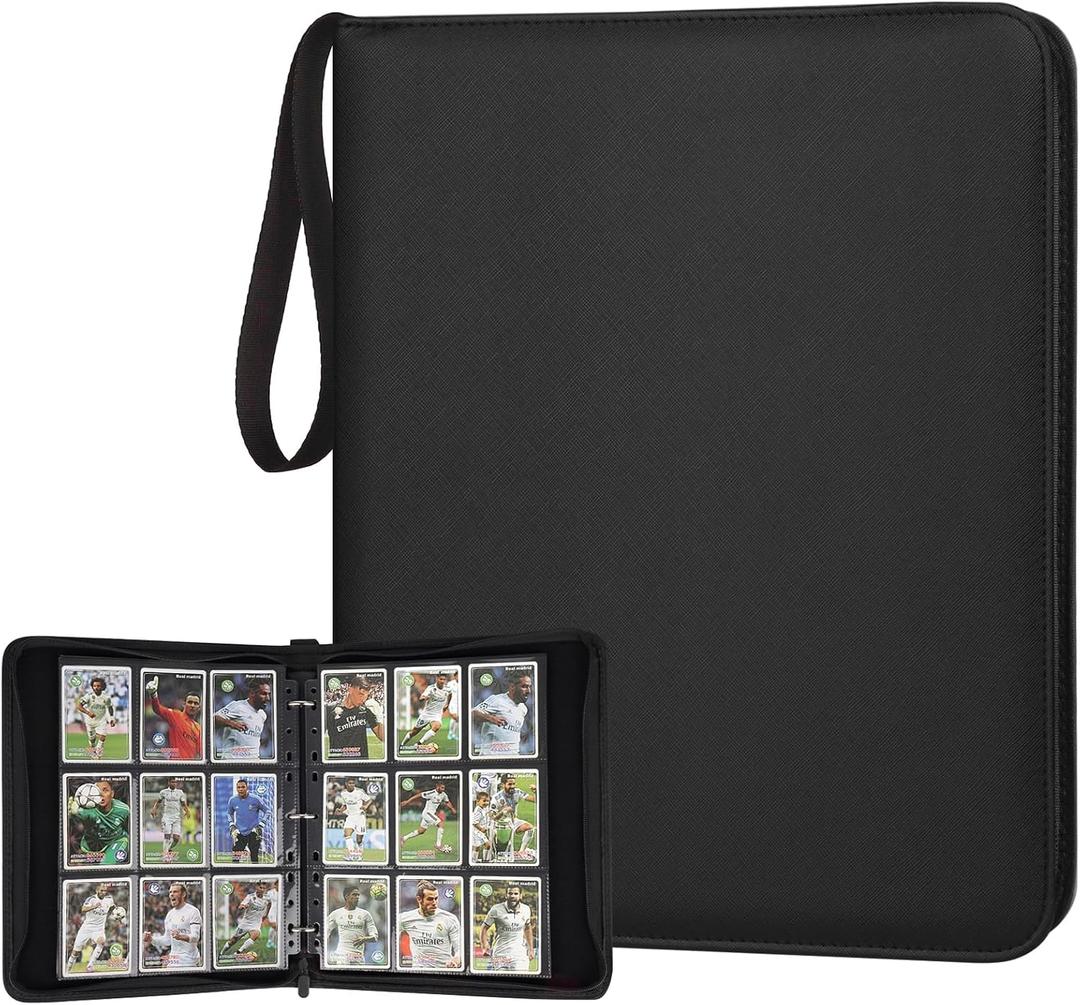 GERMUN 9 Pocket Card Binder, Premium Zip Trading Card Binder, 720 Double Sided Pocket PU Card Collection Binder, Collector Card Album, Card Folder for MTG, TCG, Sports Cards, Game Cards (Black)