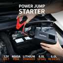 4000A Jump Starter with Air Compressor,74Wh Battery Jumper Starter Portable with LED Display,12V 4-in-1 Jump Box Pack (10L Gas/ 6L Diesel) with 160PSI Tire Inflator, LED Light, Jumper Cables